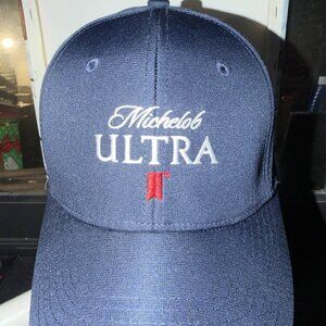 Michelob Ultra Hat Adjustable Strap Baseball Cap Navy Blue Embroidered Logo